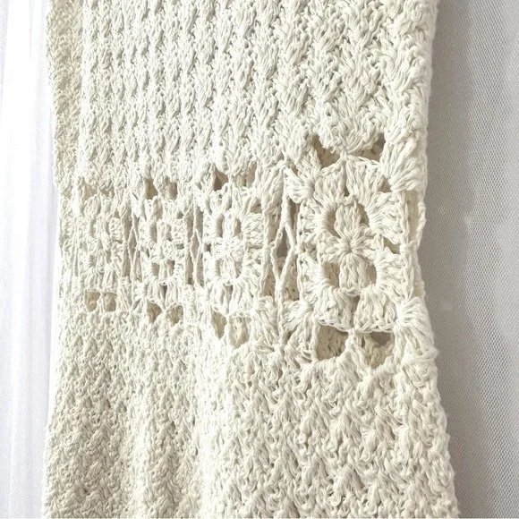 Handmade Crochet Mermaid Midi Maxi Dress Beach Cover Fishtail Hem - Size S/M - Picture 7 of 11